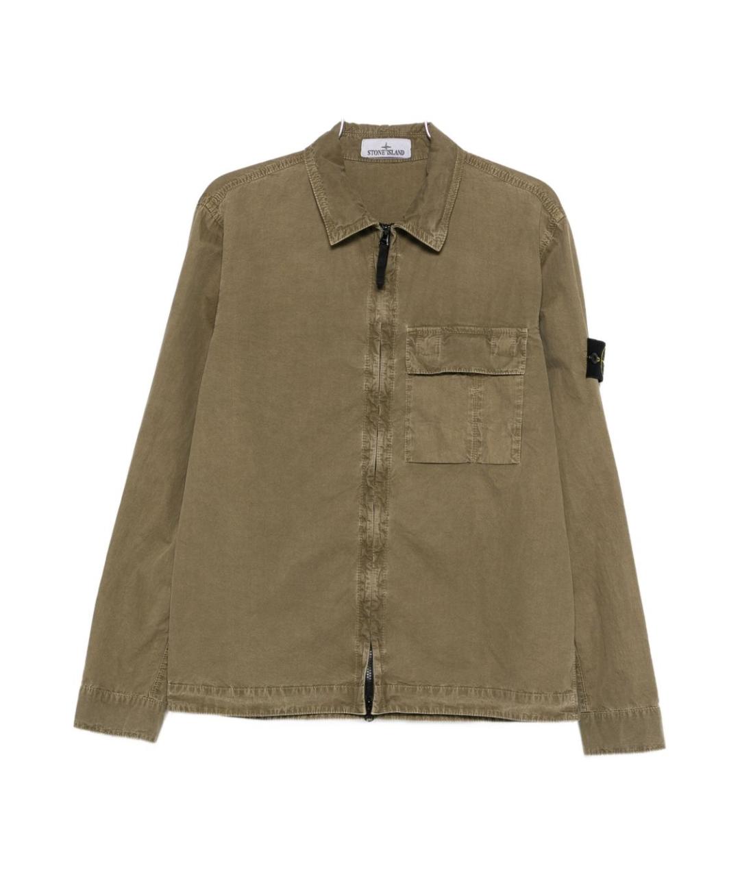 STONE ISLAND Хаки хлопковая кэжуал рубашка, фото 1