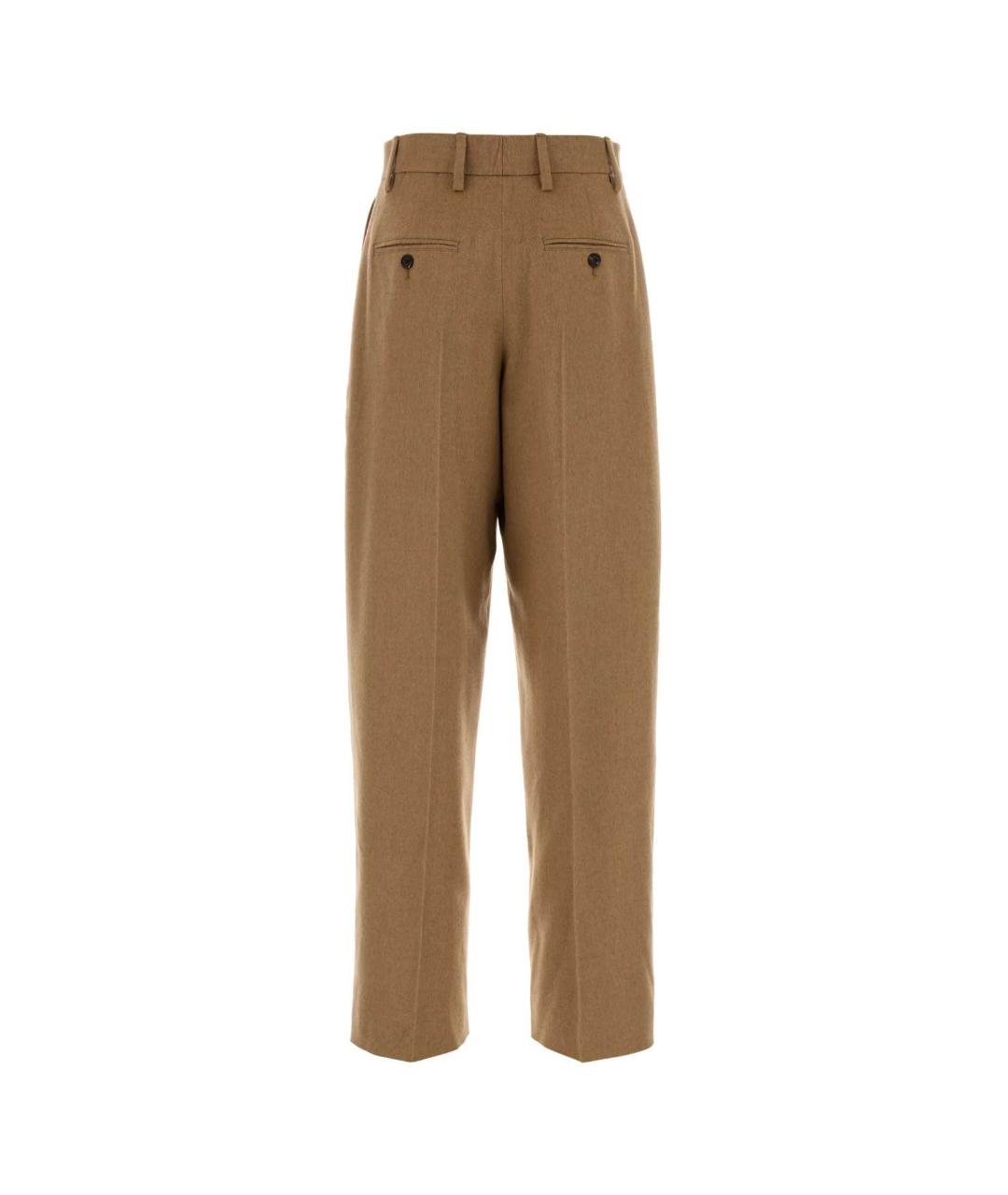 PRADA Бежевые шерстяные прямые брюки, фото 2
