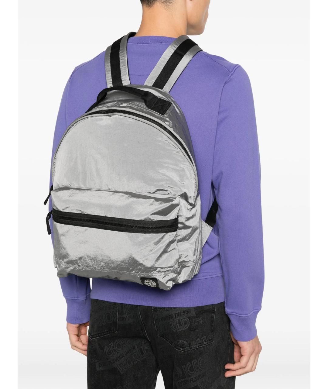 STONE ISLAND Серый тканевый рюкзак, фото 2