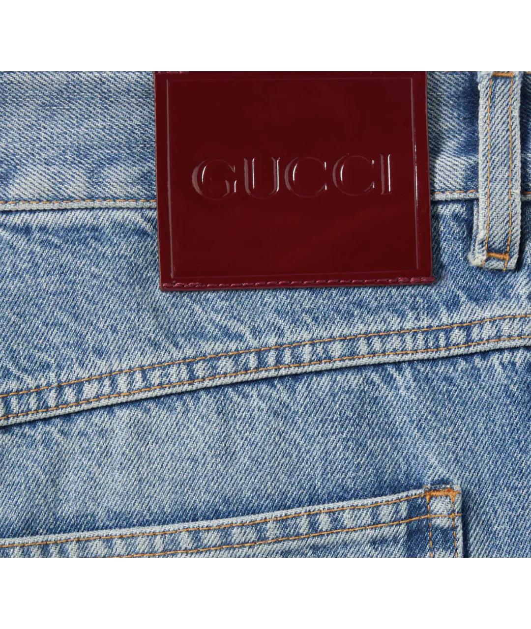 GUCCI Голубые хлопковые джинсы скинни, фото 5