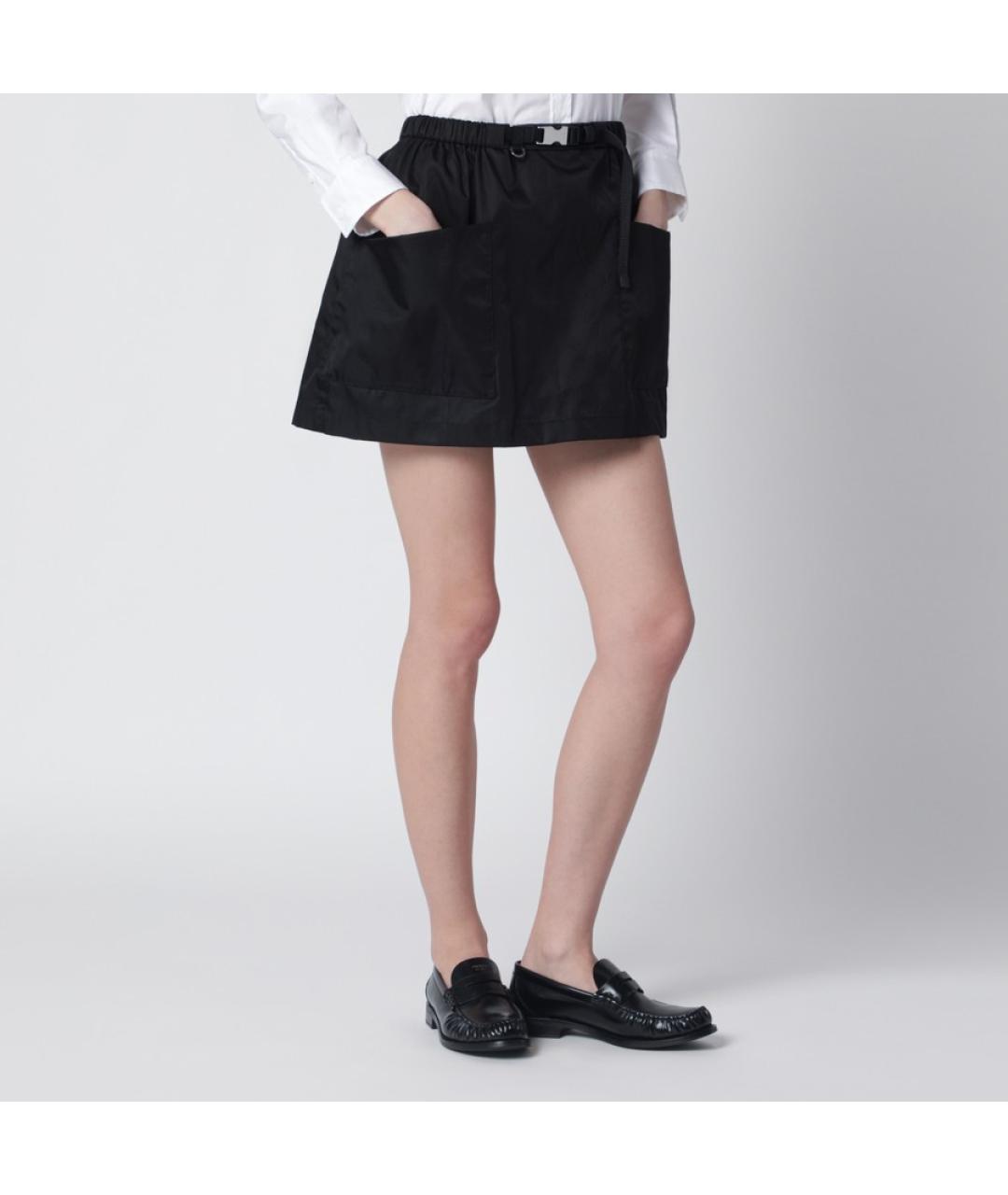 PRADA Черная синтетическая юбка мини, фото 5
