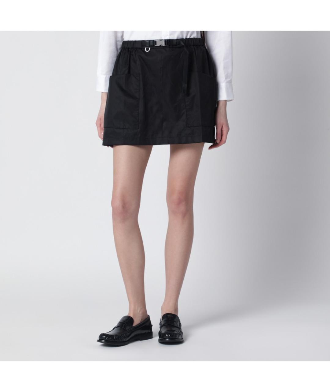 PRADA Черная синтетическая юбка мини, фото 3