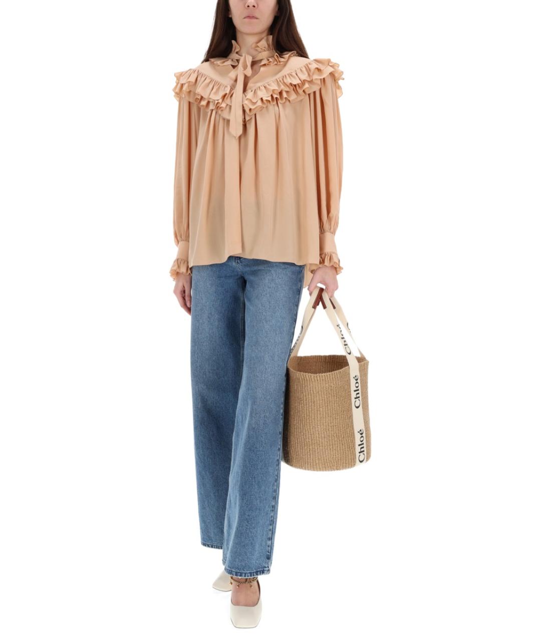 CHLOE Бежевая шелковая блузы, фото 3