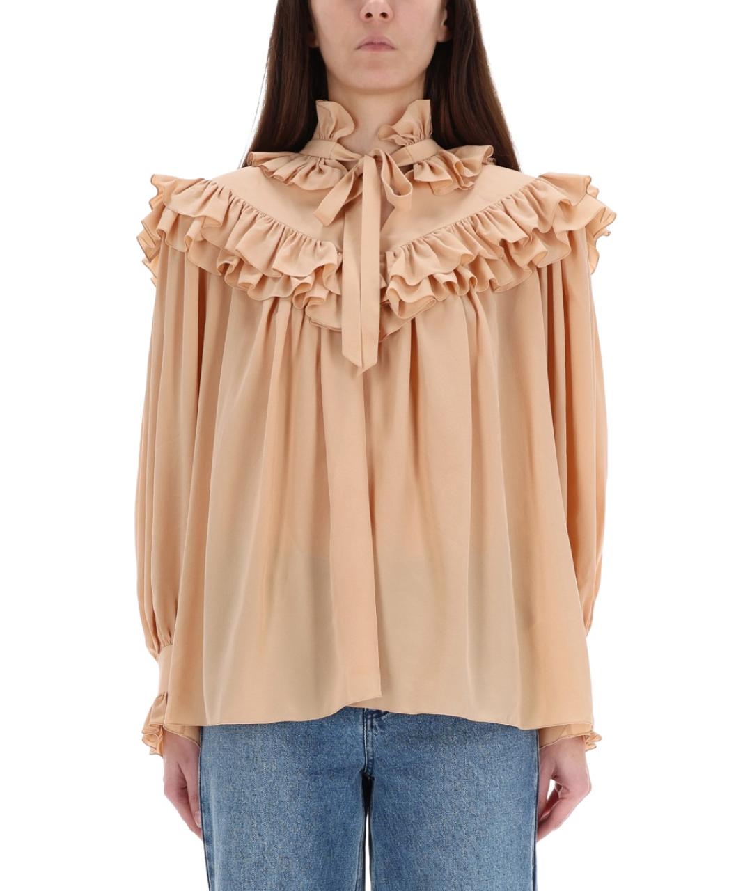 CHLOE Бежевая шелковая блузы, фото 2