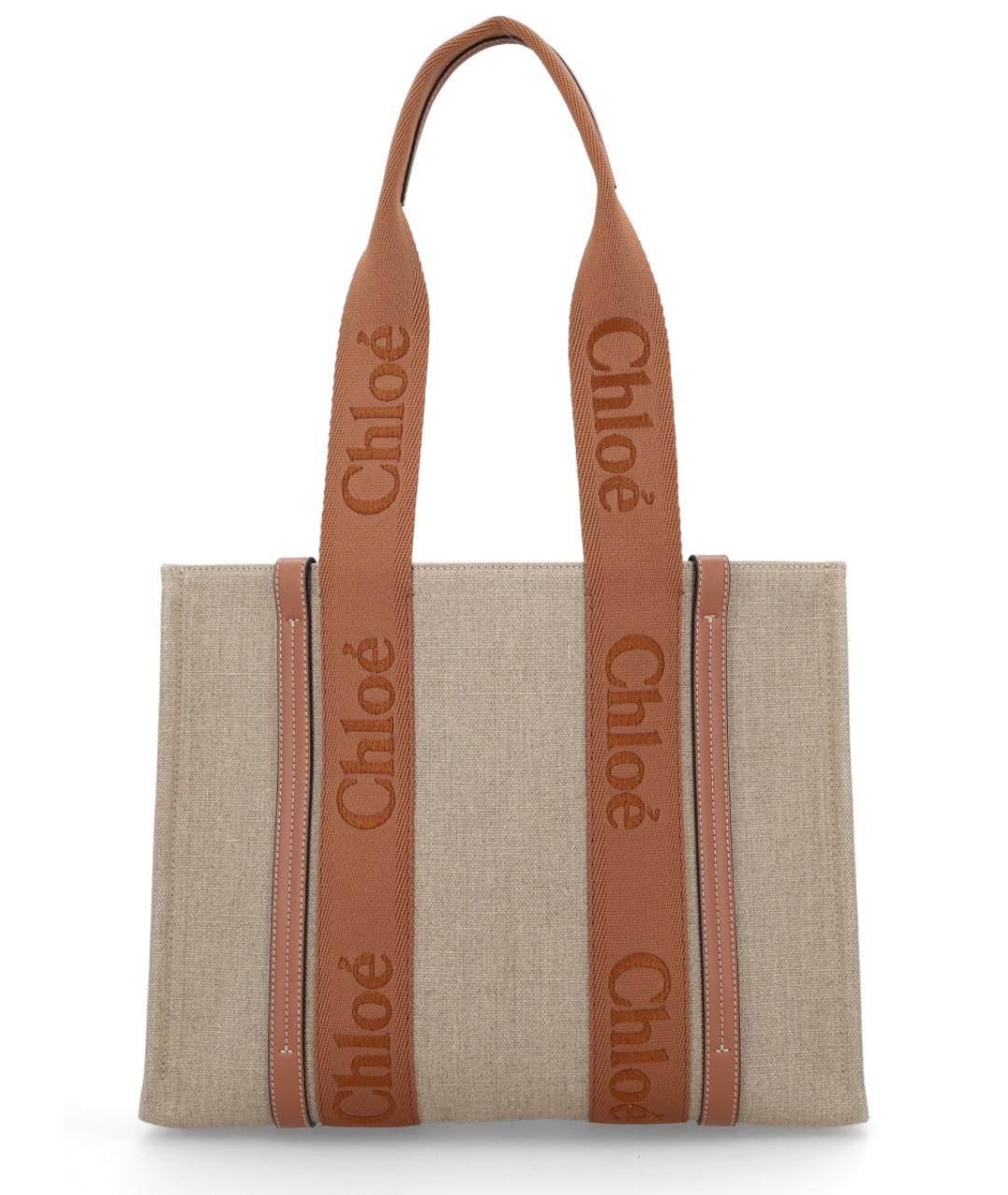 CHLOE Бежевая льняная сумка тоут, фото 1