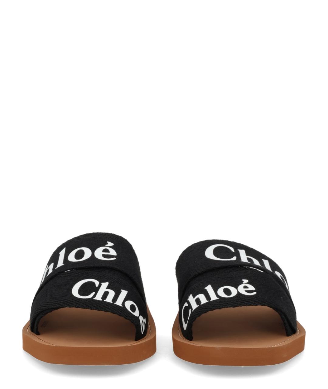 CHLOE Черные текстильные шлепанцы, фото 3