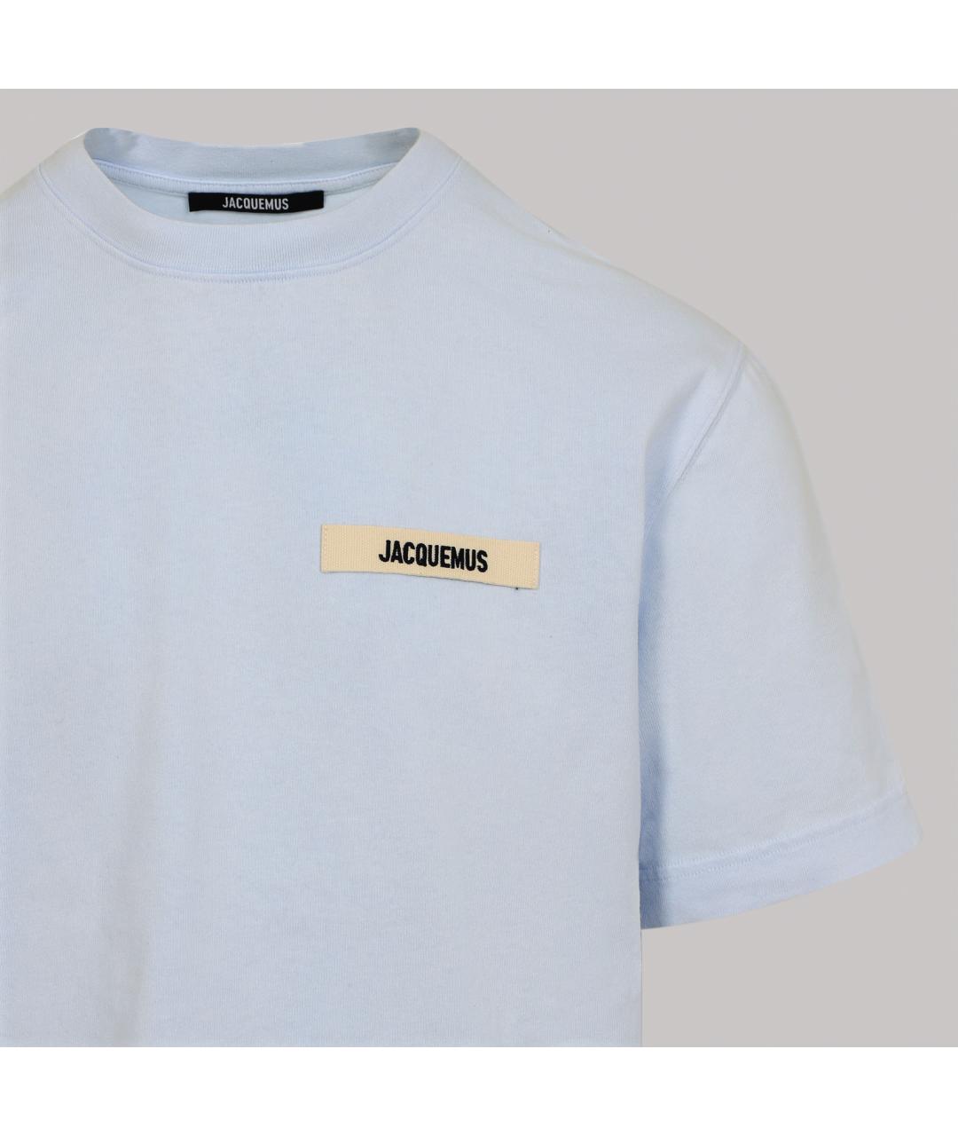 JACQUEMUS Голубая хлопковая футболка, фото 3