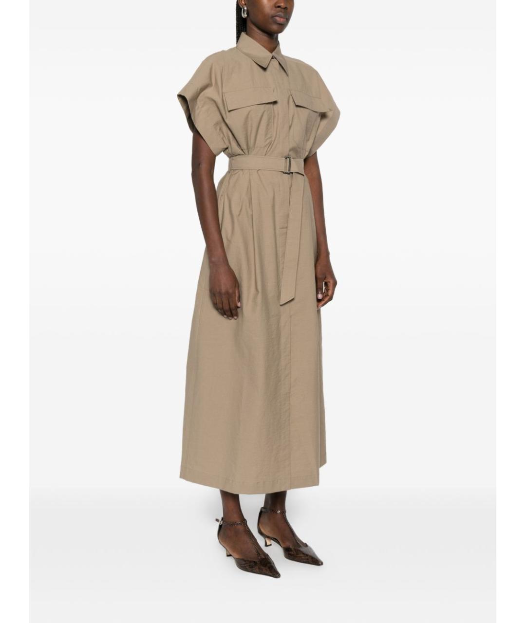BRUNELLO CUCINELLI Бежевое хлопковое повседневное платье, фото 2