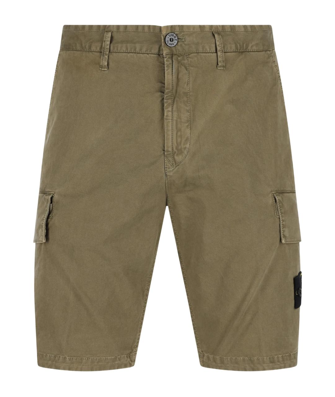 STONE ISLAND Хаки хлопковые шорты, фото 1
