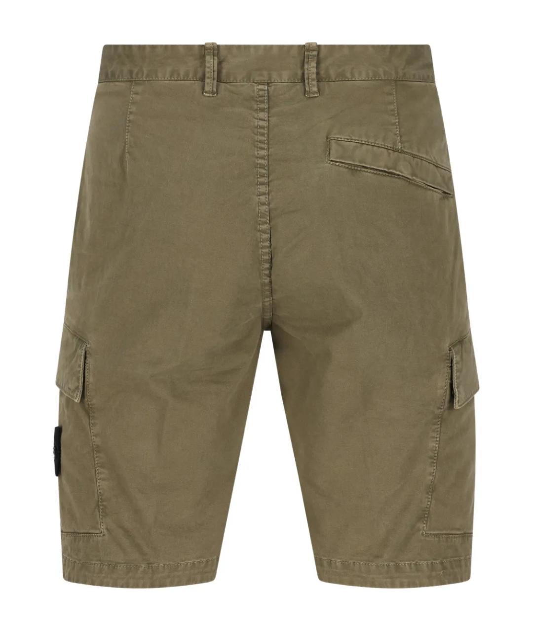 STONE ISLAND Хаки хлопковые шорты, фото 2