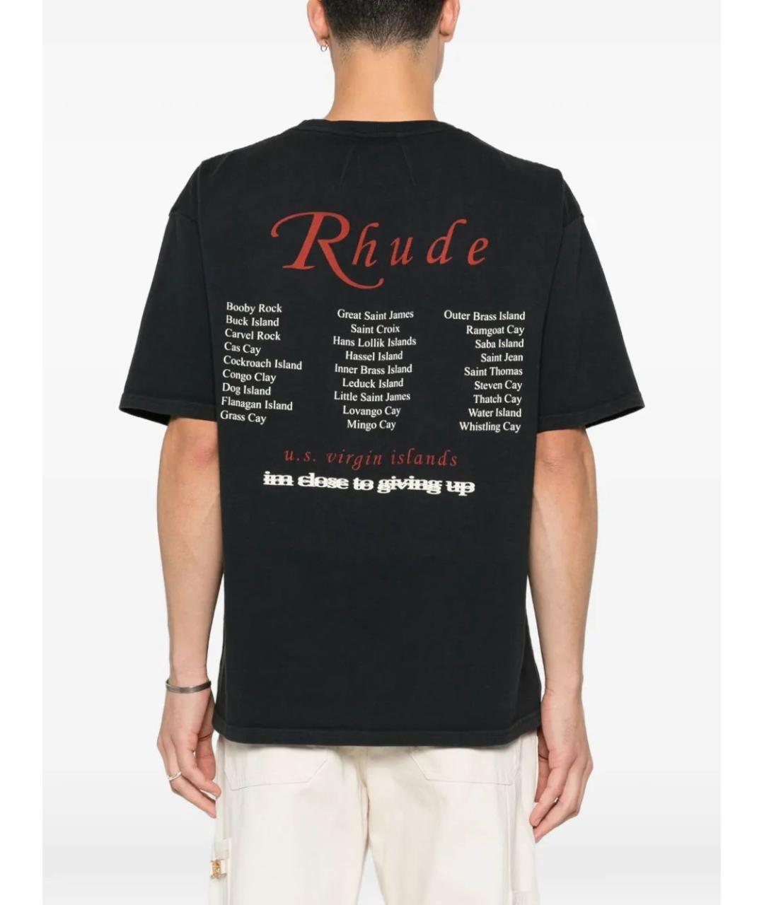 RHUDE Черная хлопковая футболка, фото 4