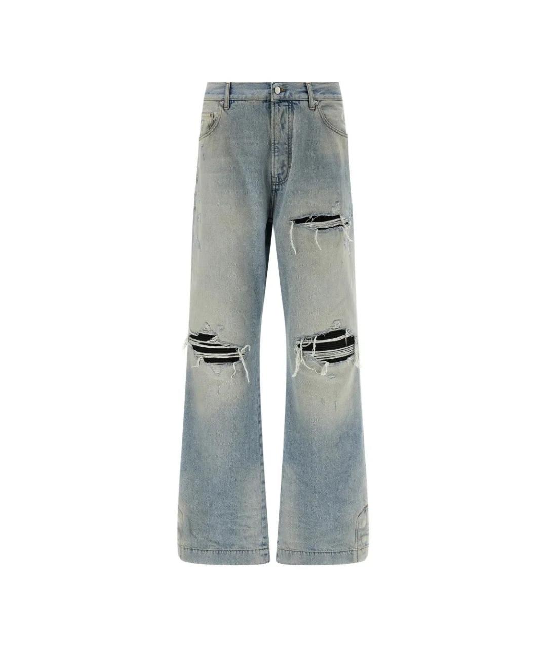 AMIRI Голубые хлопковые прямые джинсы, фото 1