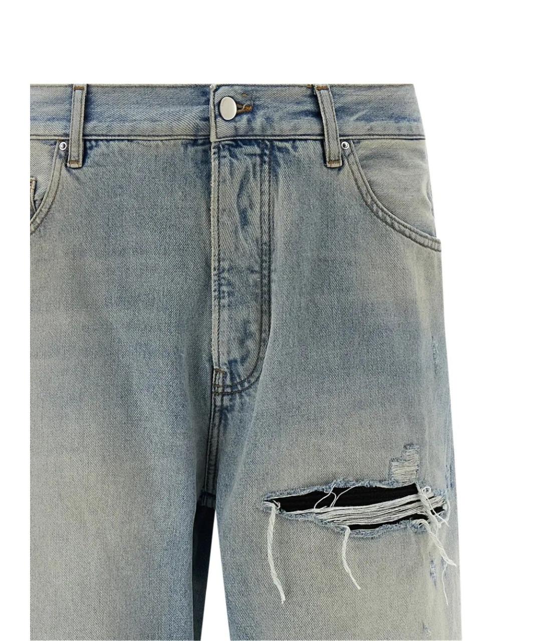 AMIRI Голубые хлопковые прямые джинсы, фото 3