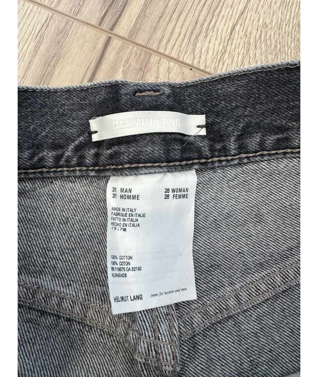 HELMUT LANG Серые хлопковые джинсы, фото 3