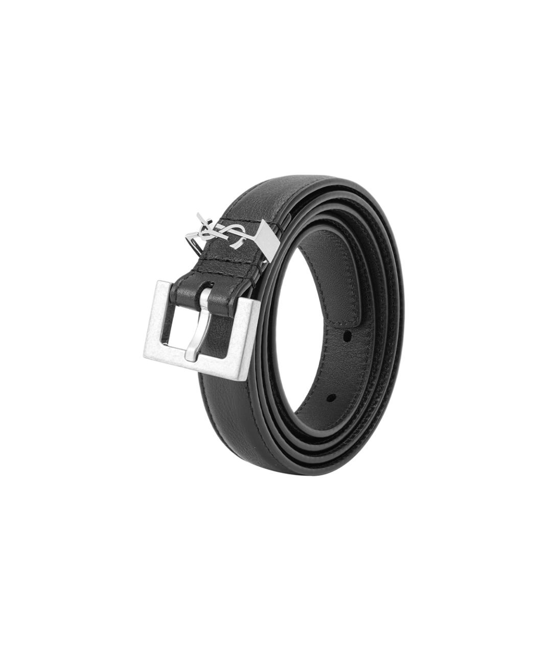 SAINT LAURENT Черный кожаный ремень, фото 3