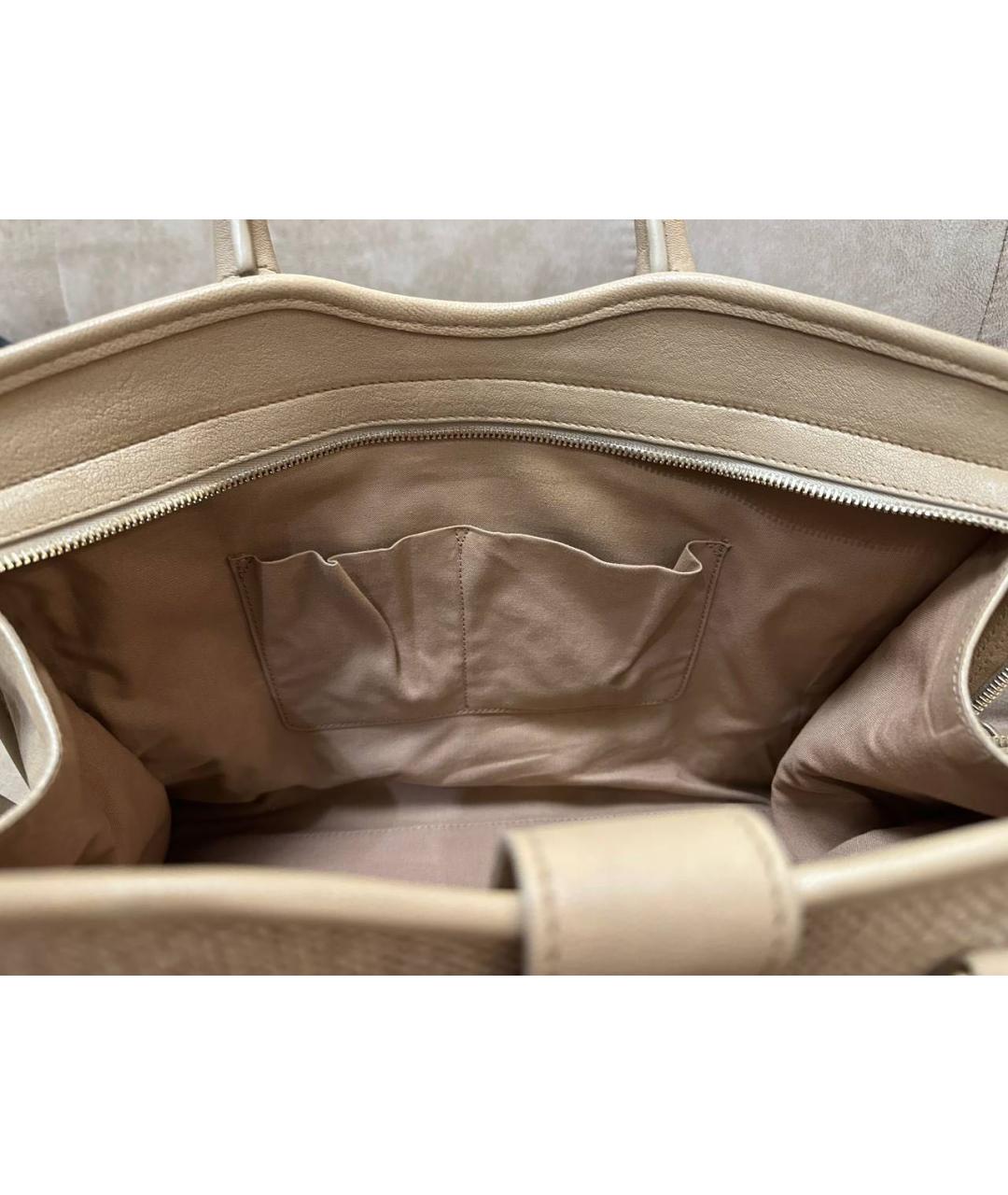 SAINT LAURENT Бежевая кожаная сумка тоут, фото 7