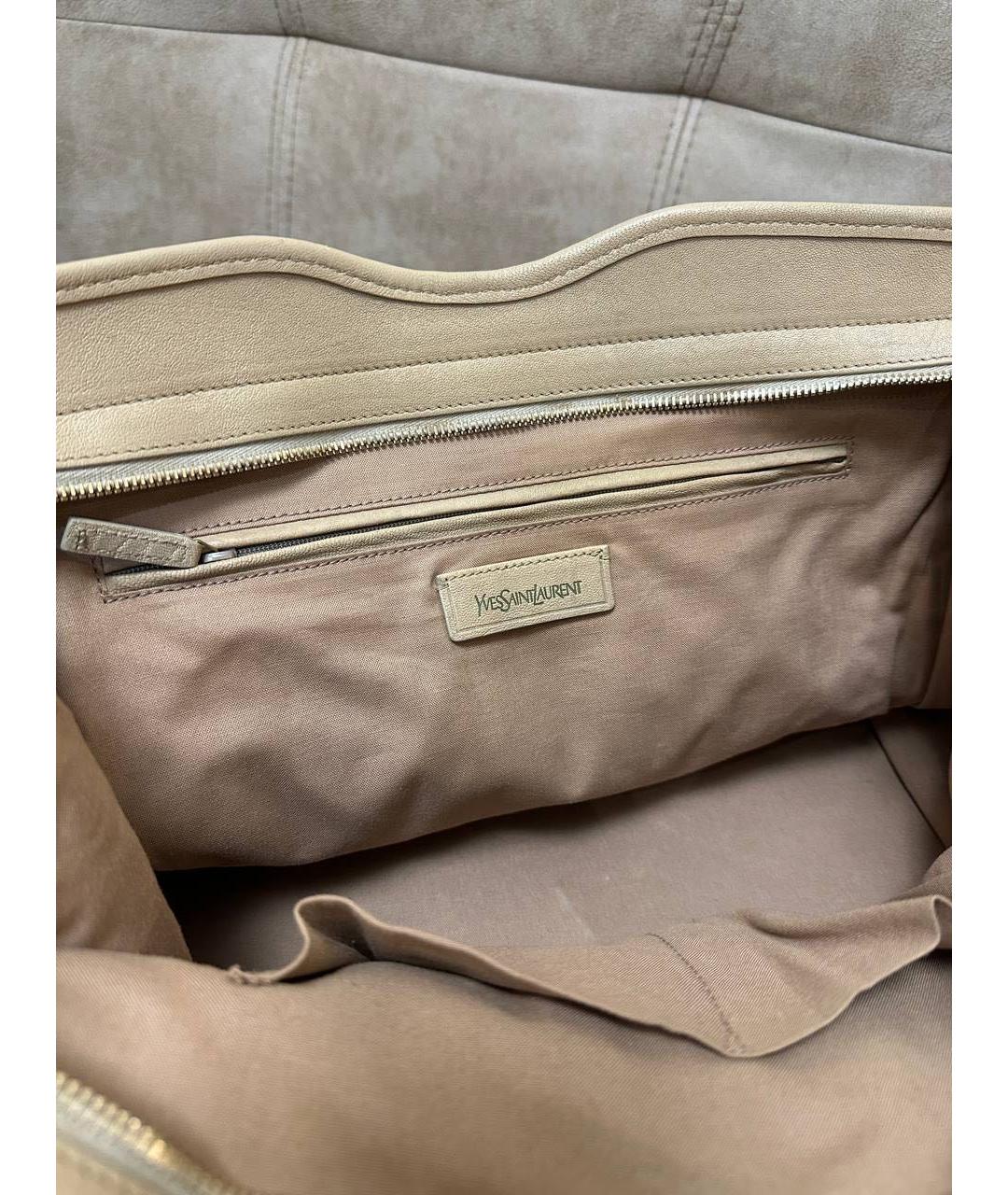 SAINT LAURENT Бежевая кожаная сумка тоут, фото 5