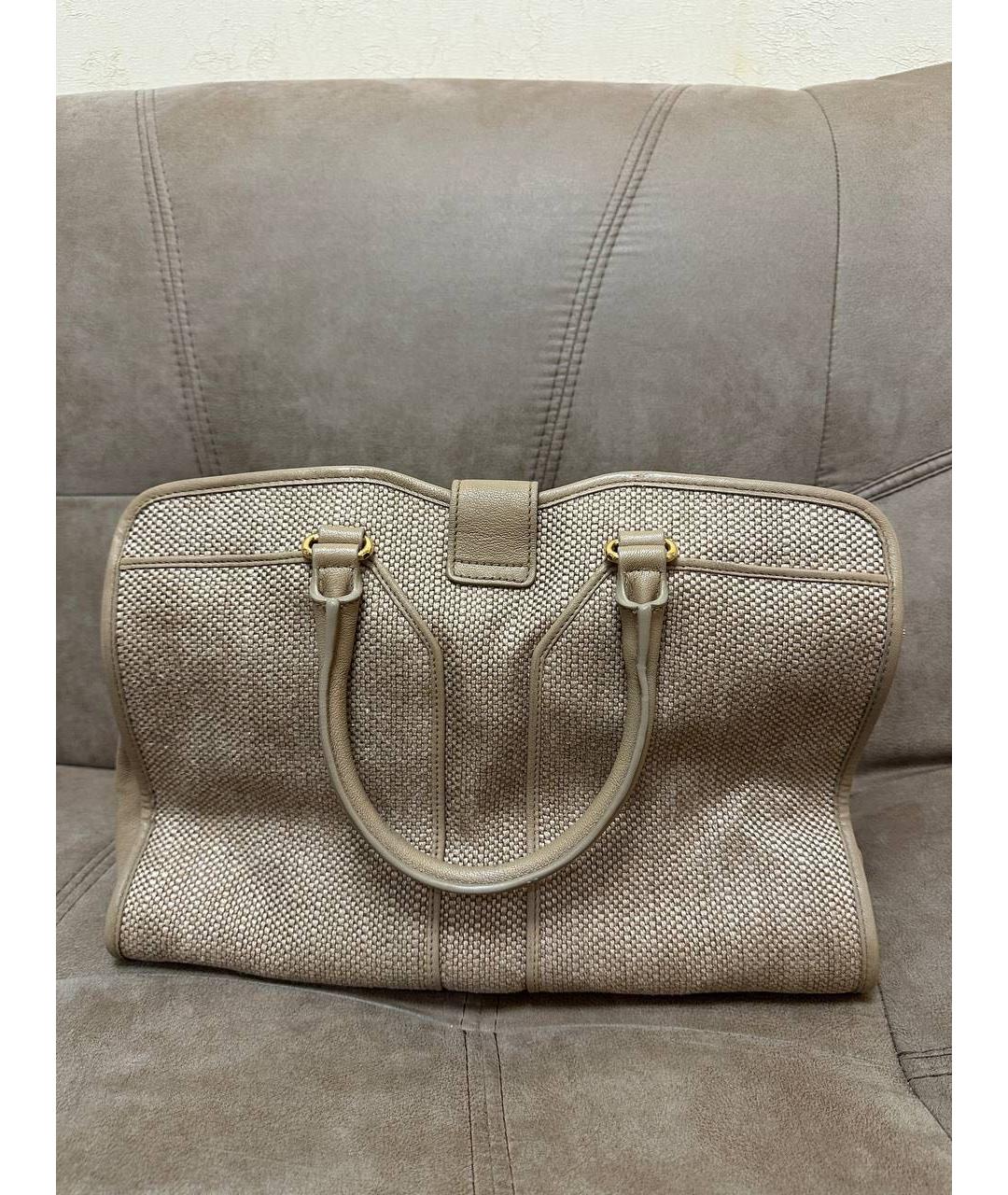 SAINT LAURENT Бежевая кожаная сумка тоут, фото 3