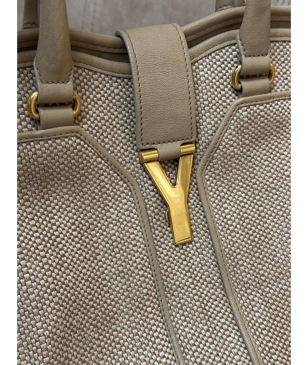 SAINT LAURENT Бежевая кожаная сумка тоут, фото 8