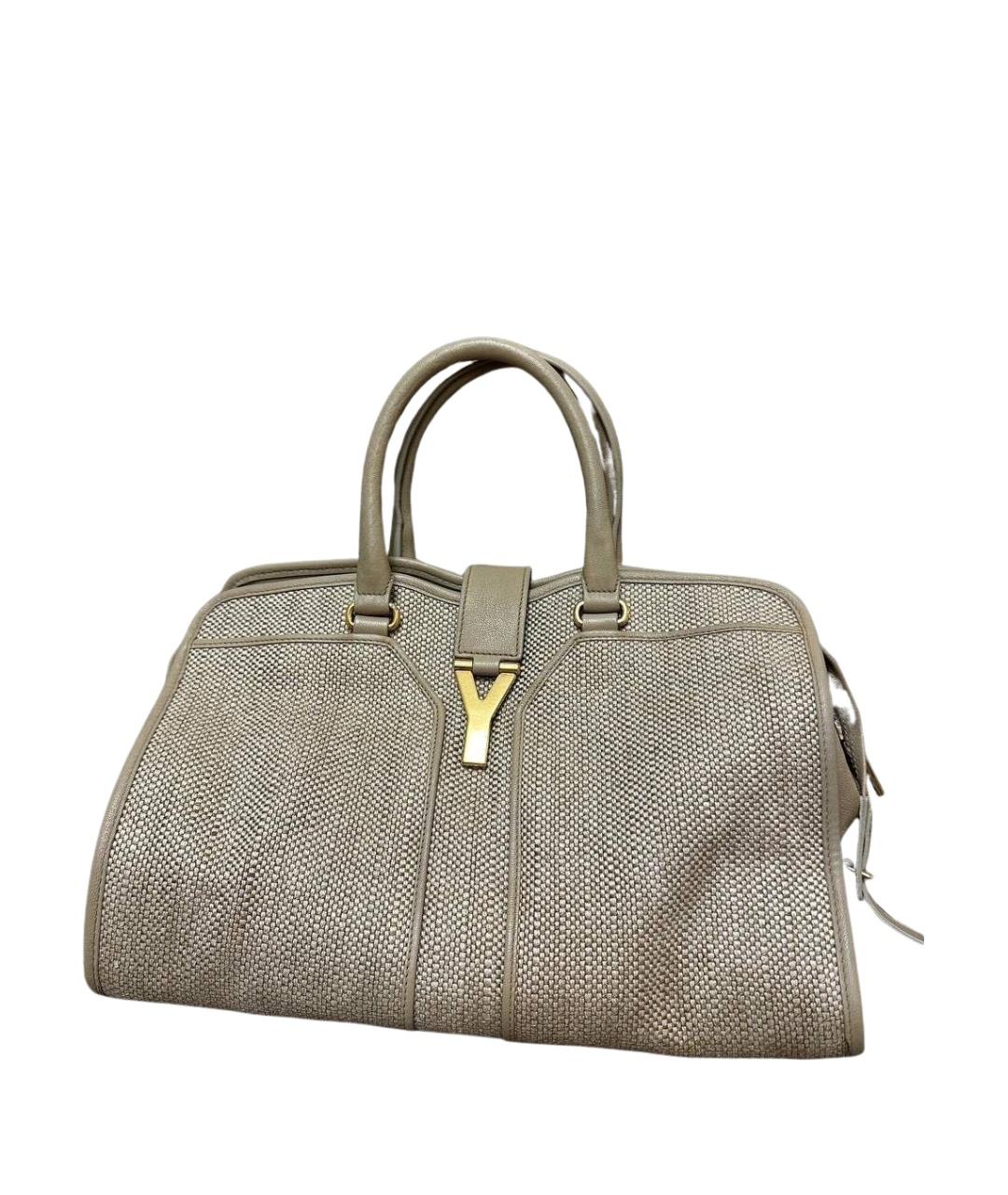 SAINT LAURENT Бежевая кожаная сумка тоут, фото 1