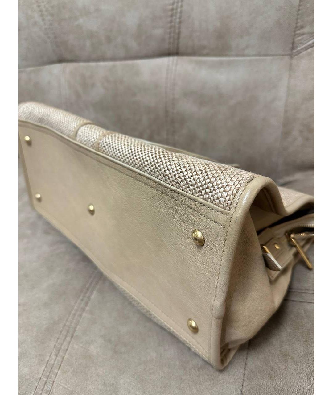 SAINT LAURENT Бежевая кожаная сумка тоут, фото 4