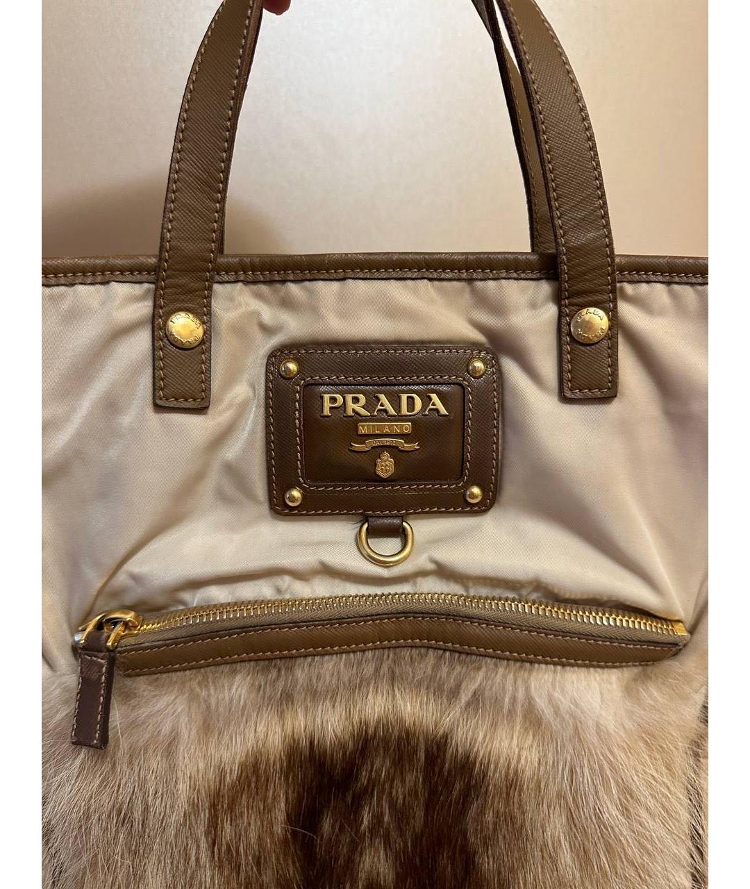 PRADA Бежевая сумка с короткими ручками, фото 6