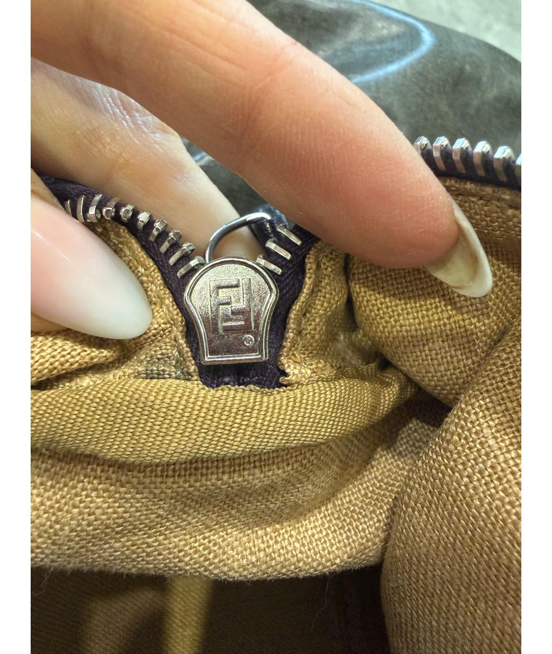 FENDI Хаки сумка с короткими ручками, фото 8