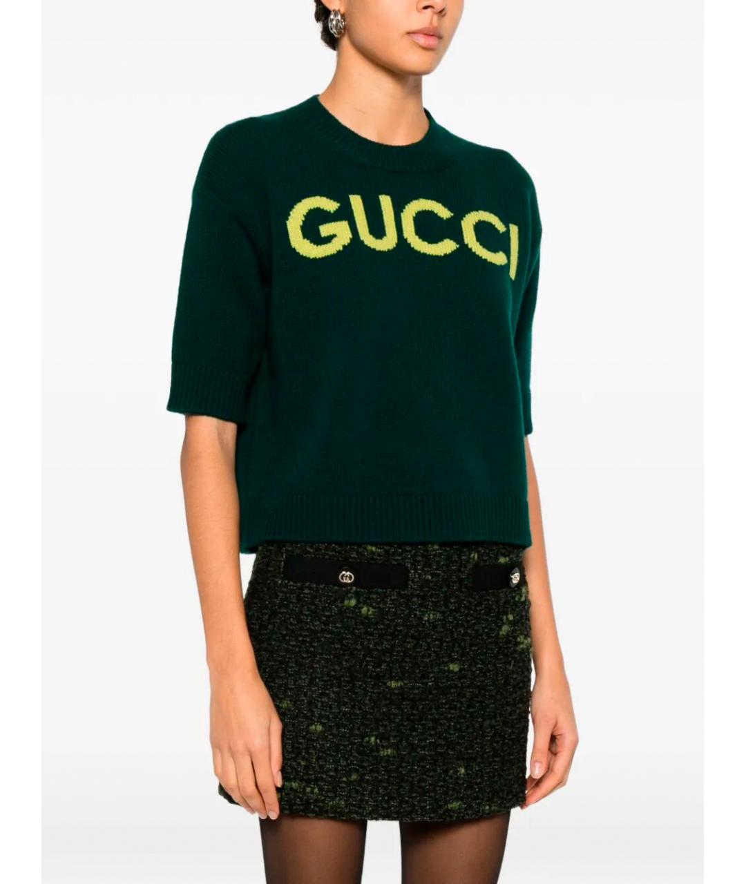 GUCCI Зеленый шерстяной джемпер / свитер, фото 3