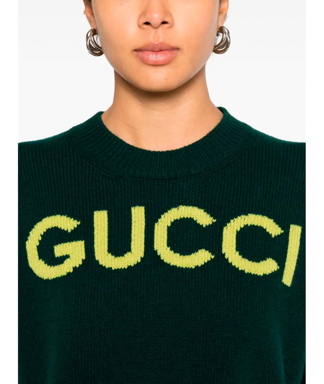 GUCCI Зеленый шерстяной джемпер / свитер, фото 4