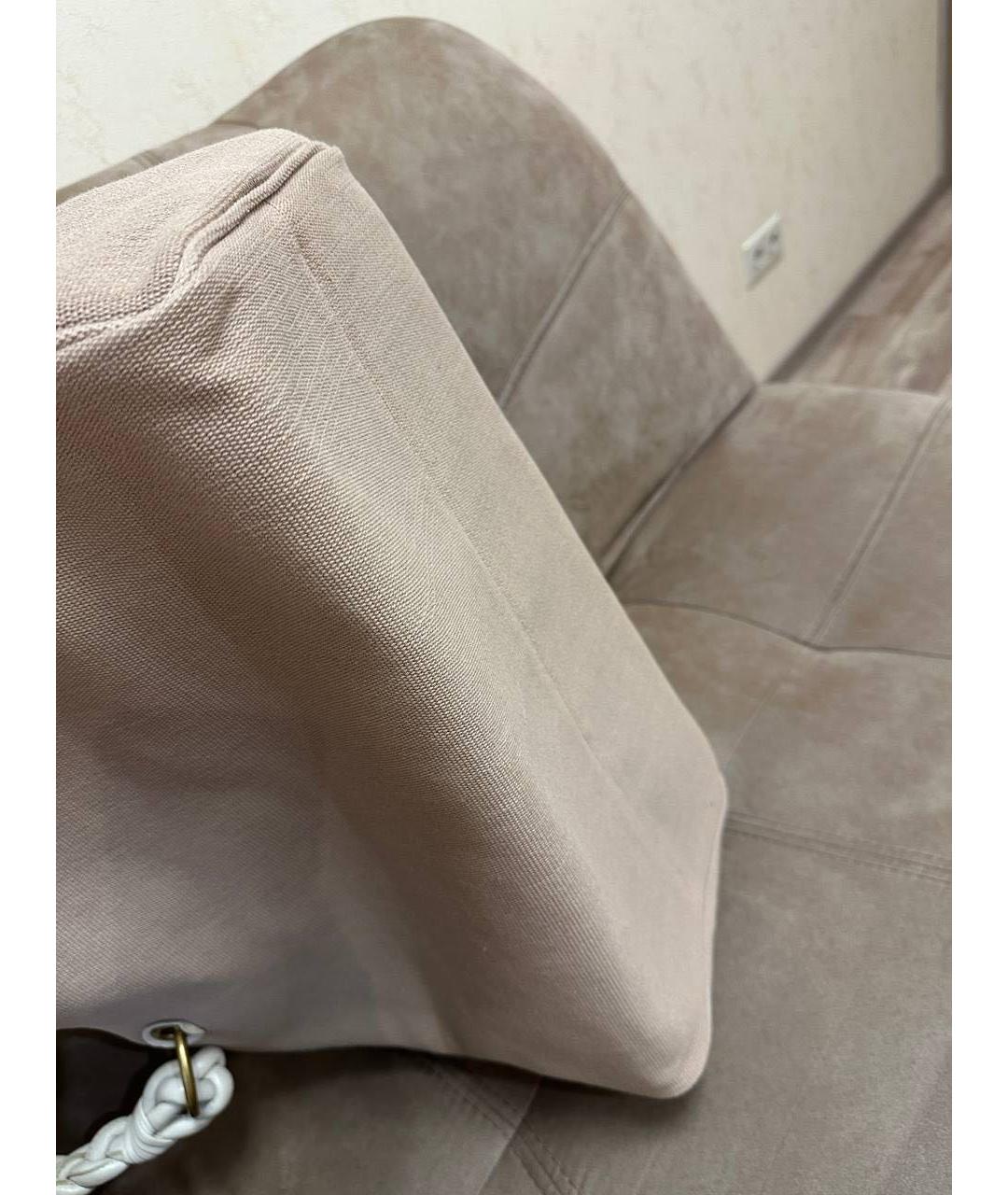 BOTTEGA VENETA Бежевая тканевая сумка с короткими ручками, фото 3