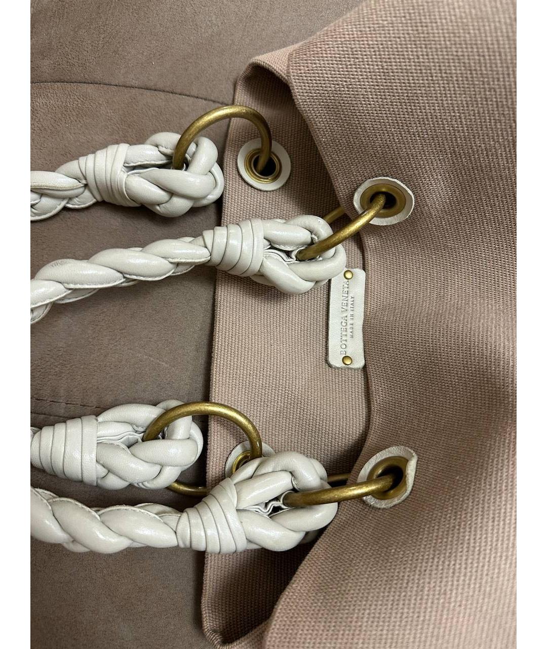 BOTTEGA VENETA Бежевая тканевая сумка с короткими ручками, фото 2