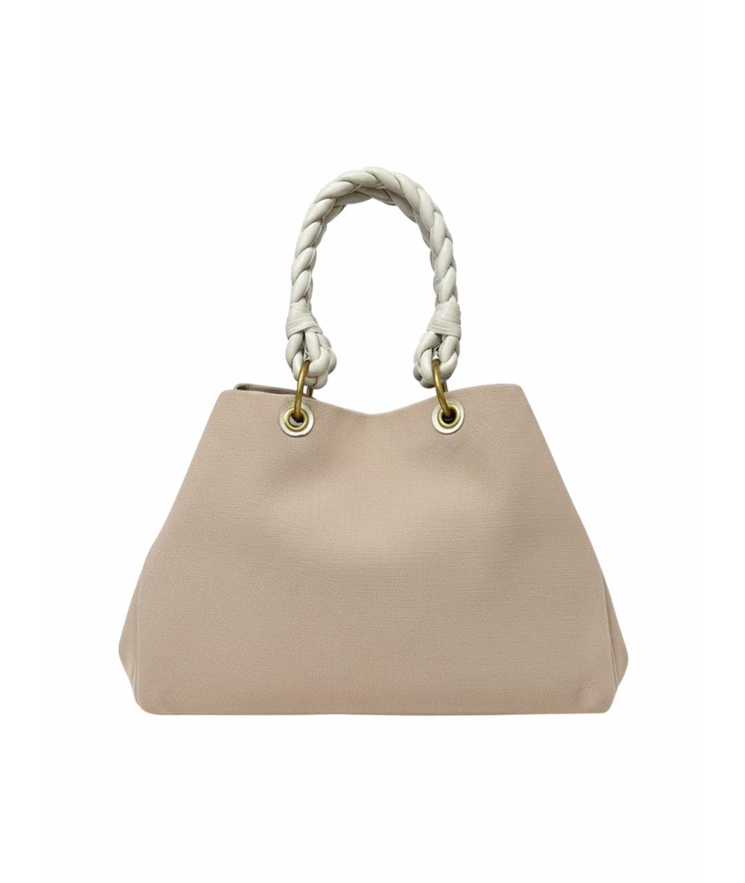 BOTTEGA VENETA Бежевая тканевая сумка с короткими ручками, фото 1