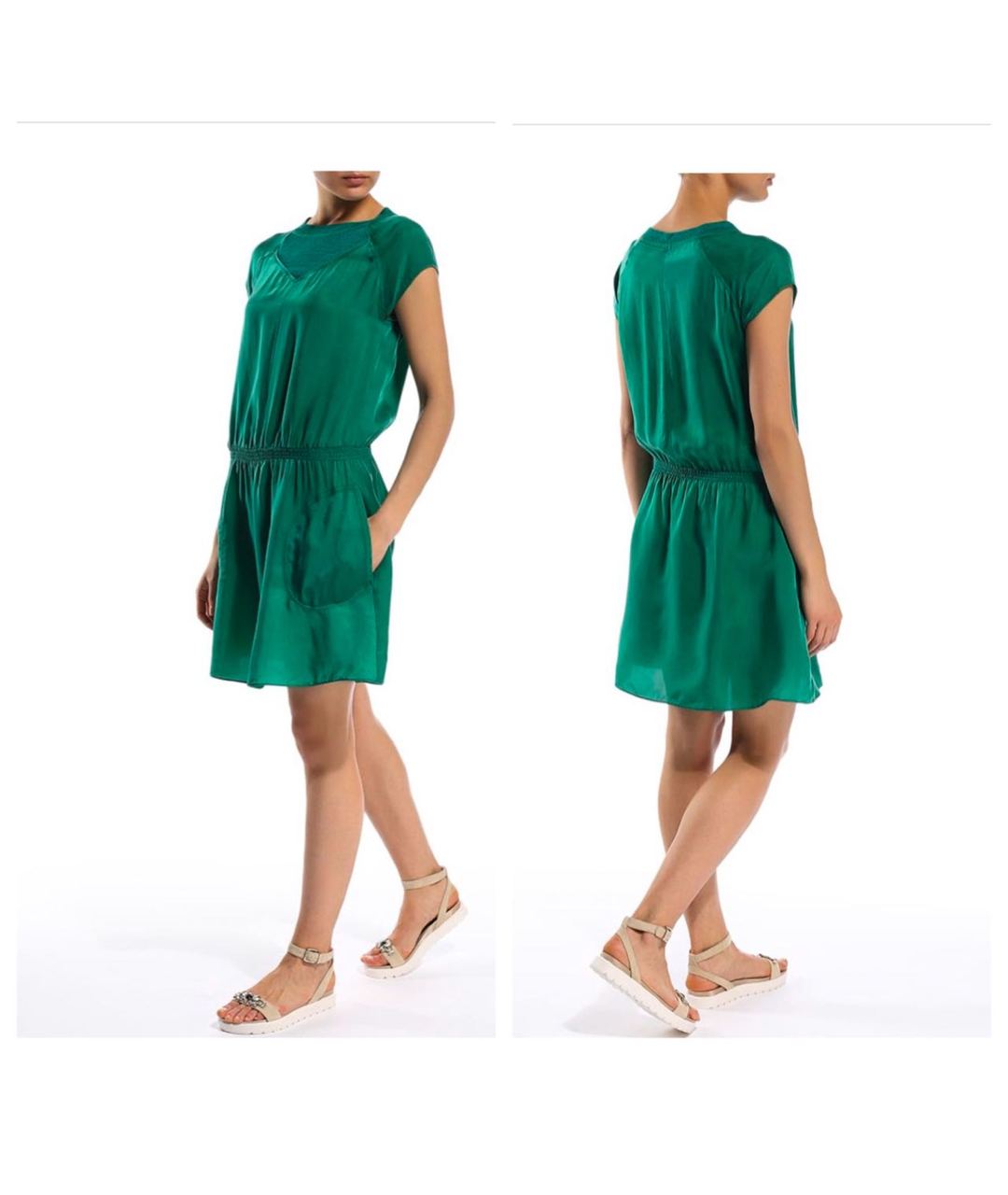 HUGO BOSS Зеленые вискозное повседневное платье, фото 4