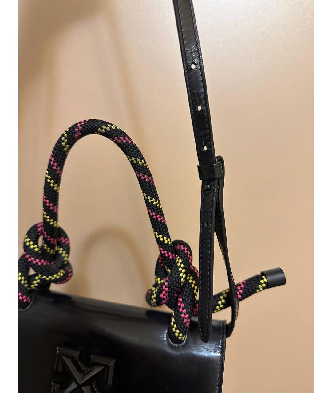 OFF-WHITE Черная деним сумка с короткими ручками, фото 5