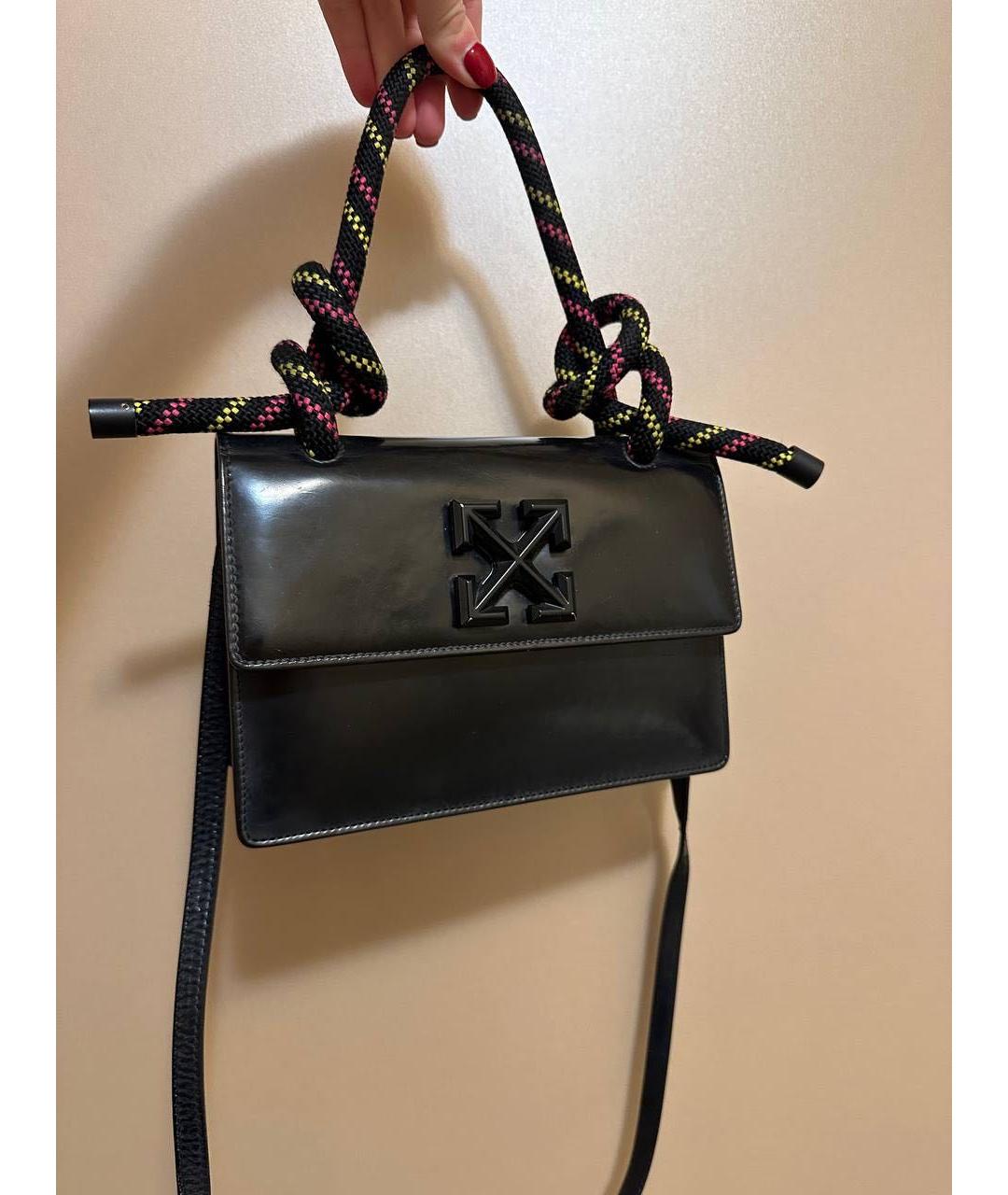 OFF-WHITE Черная деним сумка с короткими ручками, фото 9