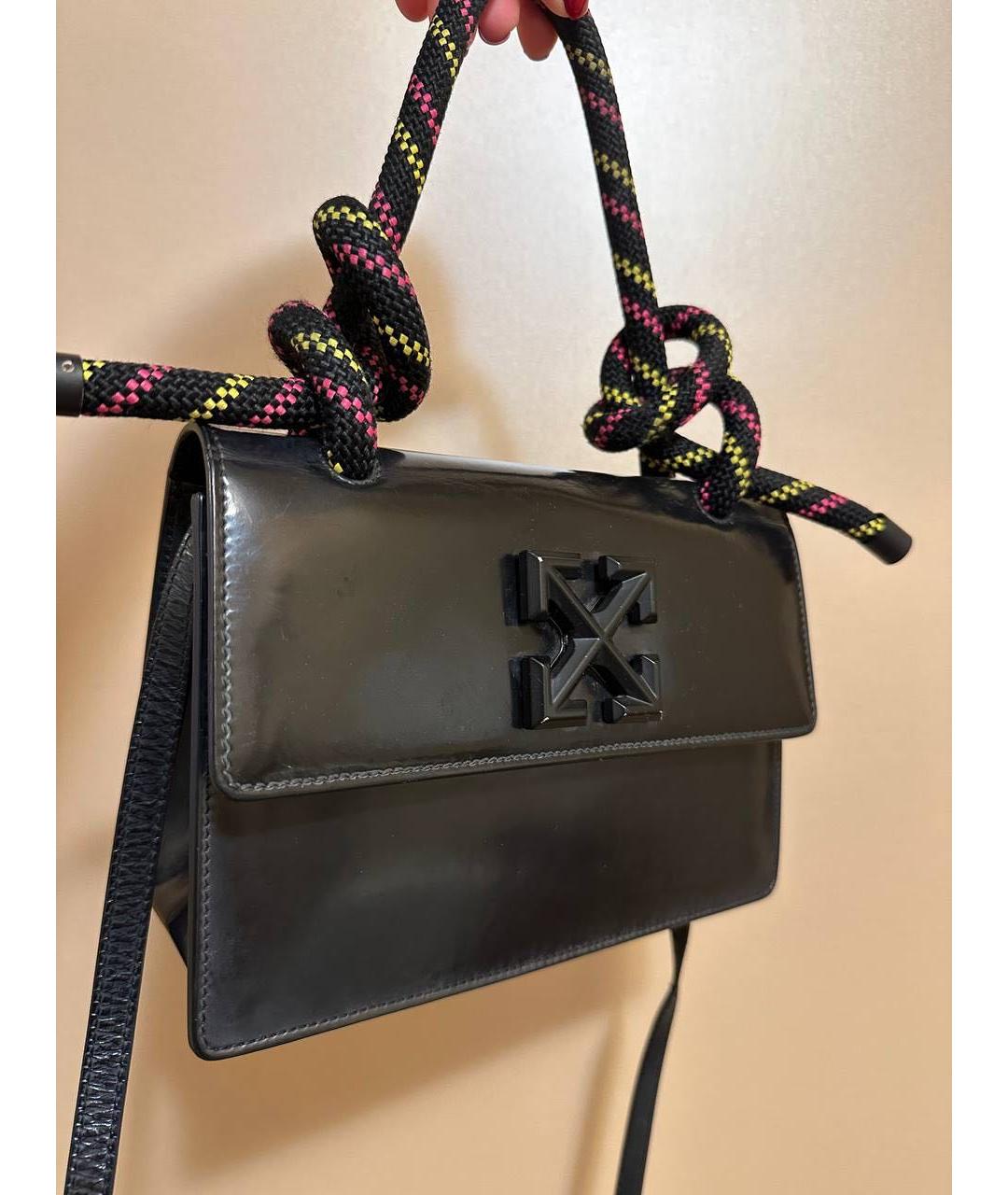 OFF-WHITE Черная деним сумка с короткими ручками, фото 3