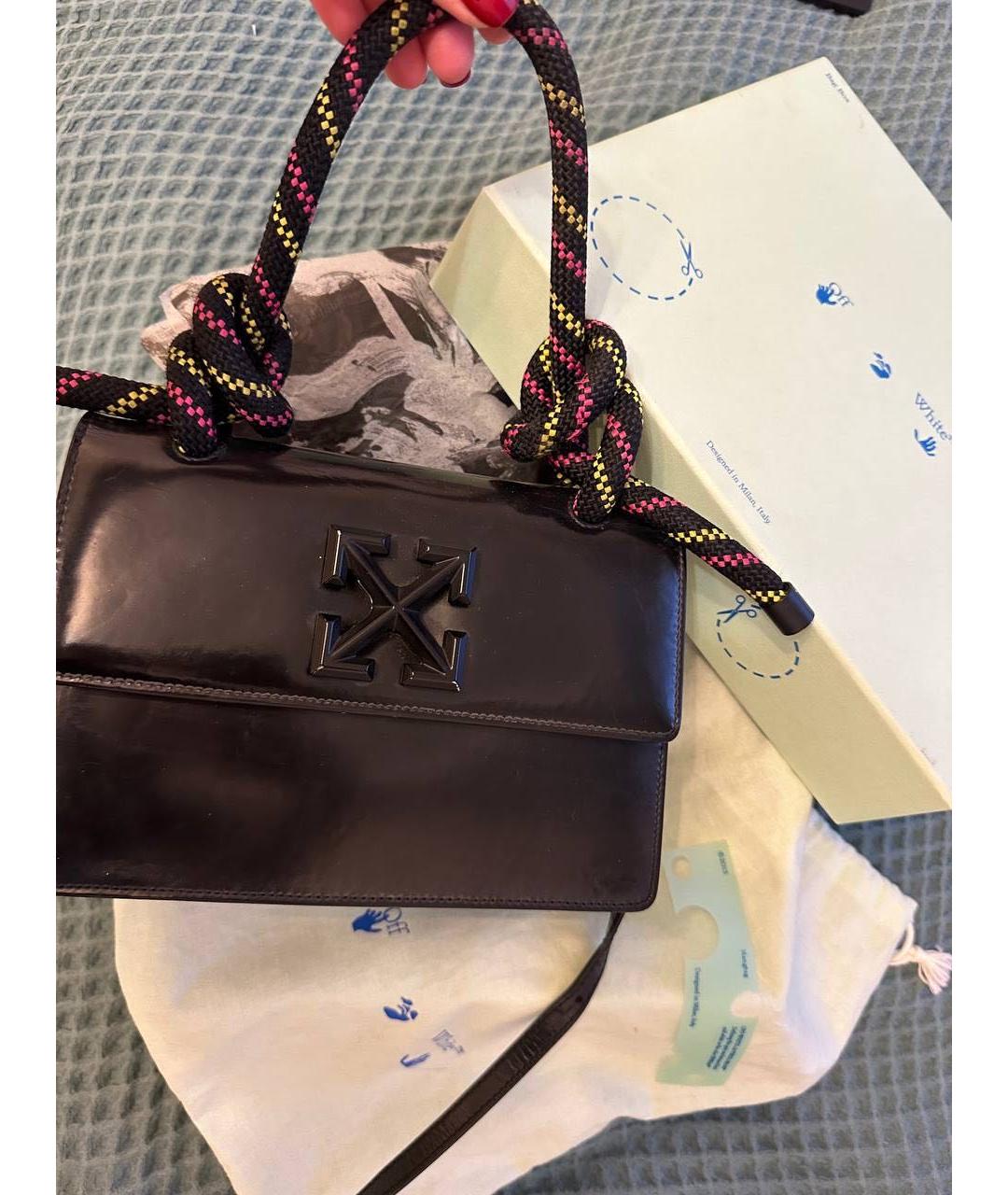 OFF-WHITE Черная деним сумка с короткими ручками, фото 2