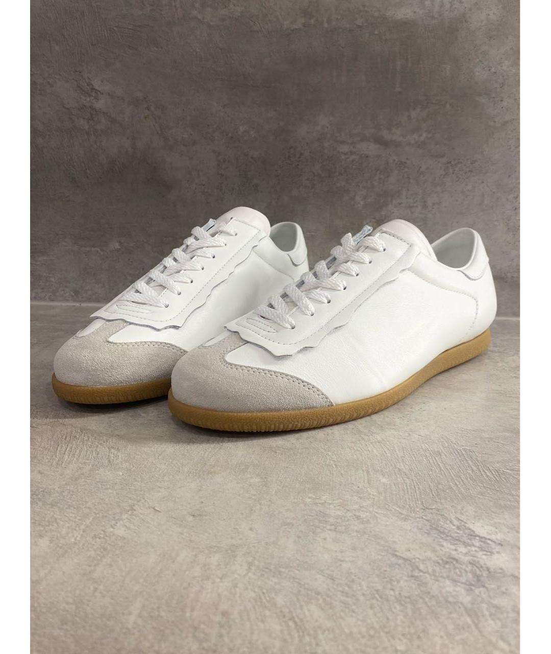 MAISON MARGIELA Белые кожаные низкие кроссовки / кеды, фото 2