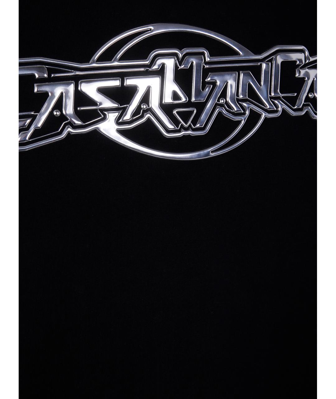 CASABLANCA Черная хлопковая футболка, фото 3