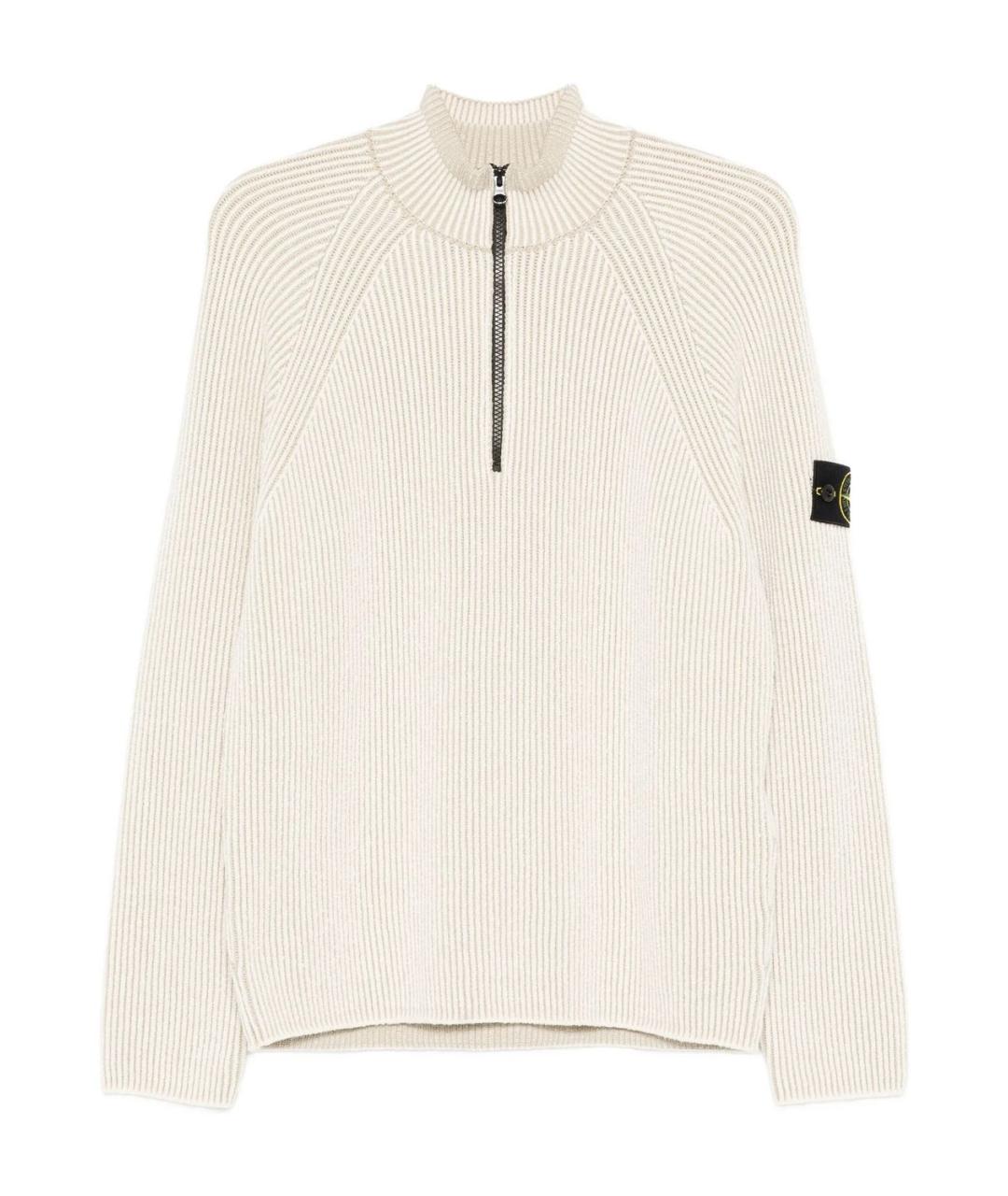 STONE ISLAND Белый хлопковый джемпер / свитер, фото 1