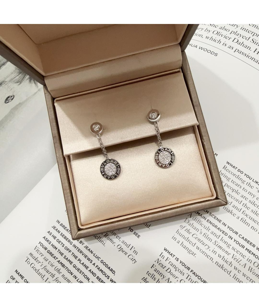 BVLGARI Серебряные серьги из белого золота, фото 2
