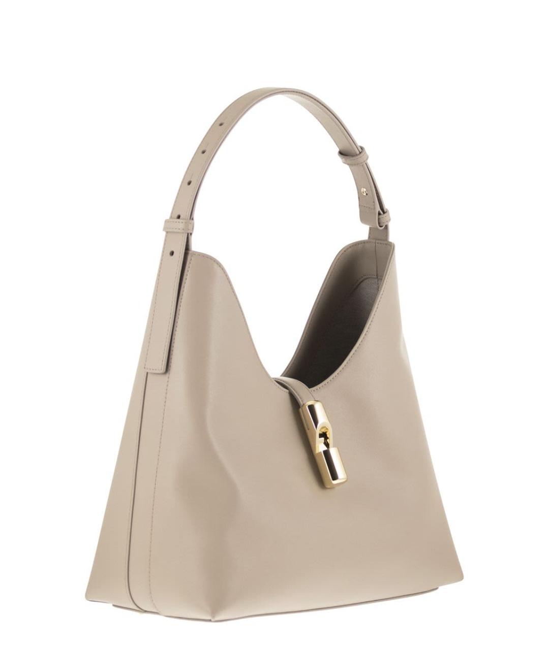 FURLA Бежевая кожаная сумка через плечо, фото 4