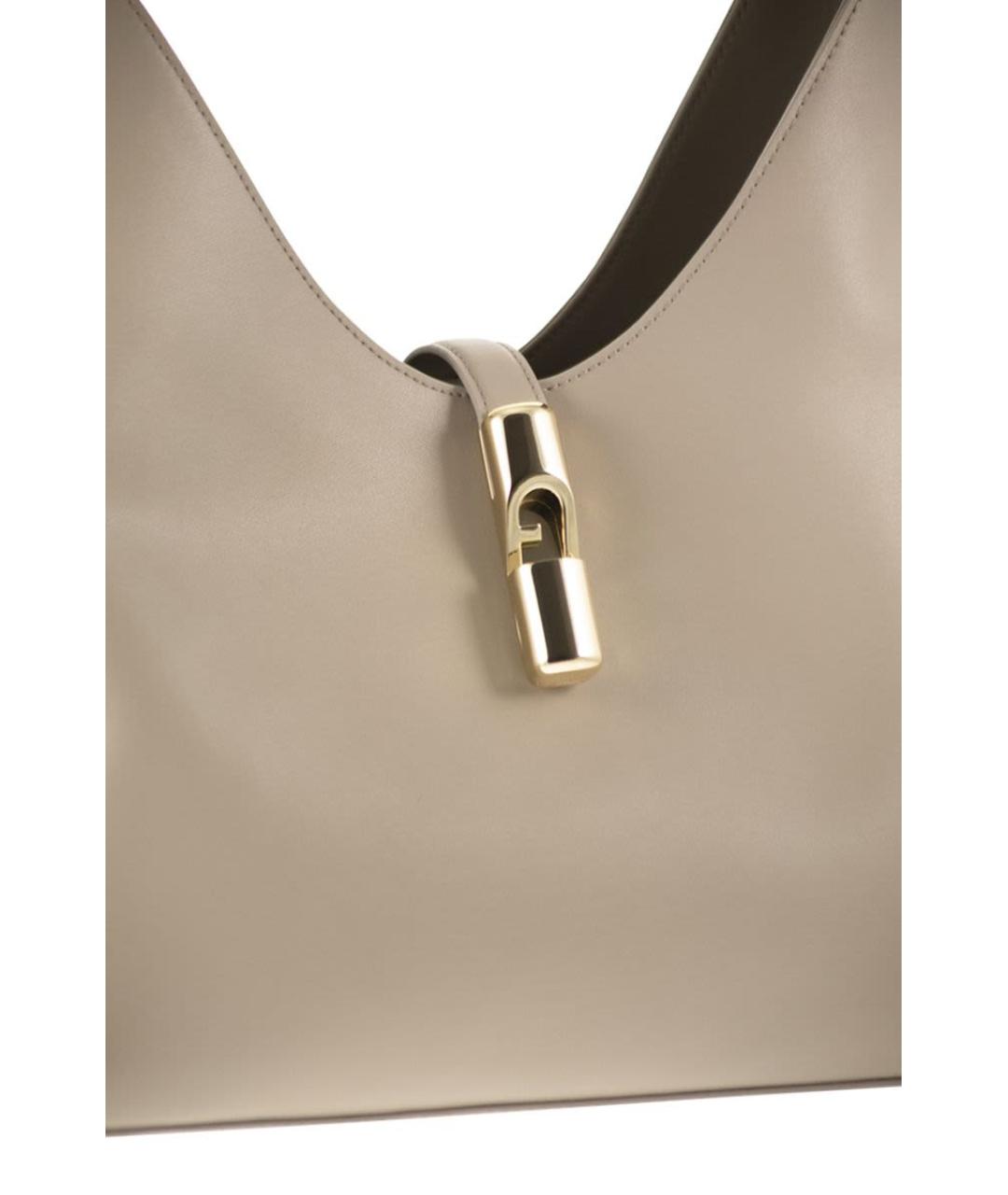 FURLA Бежевая кожаная сумка через плечо, фото 5