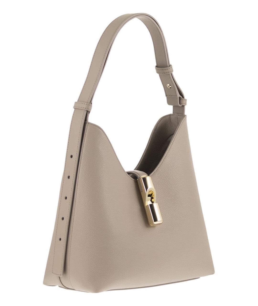 FURLA Бежевая кожаная сумка через плечо, фото 4