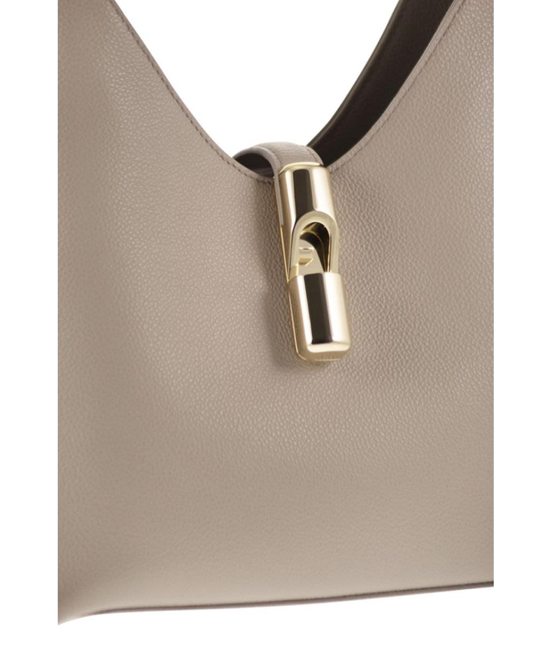 FURLA Бежевая кожаная сумка через плечо, фото 5