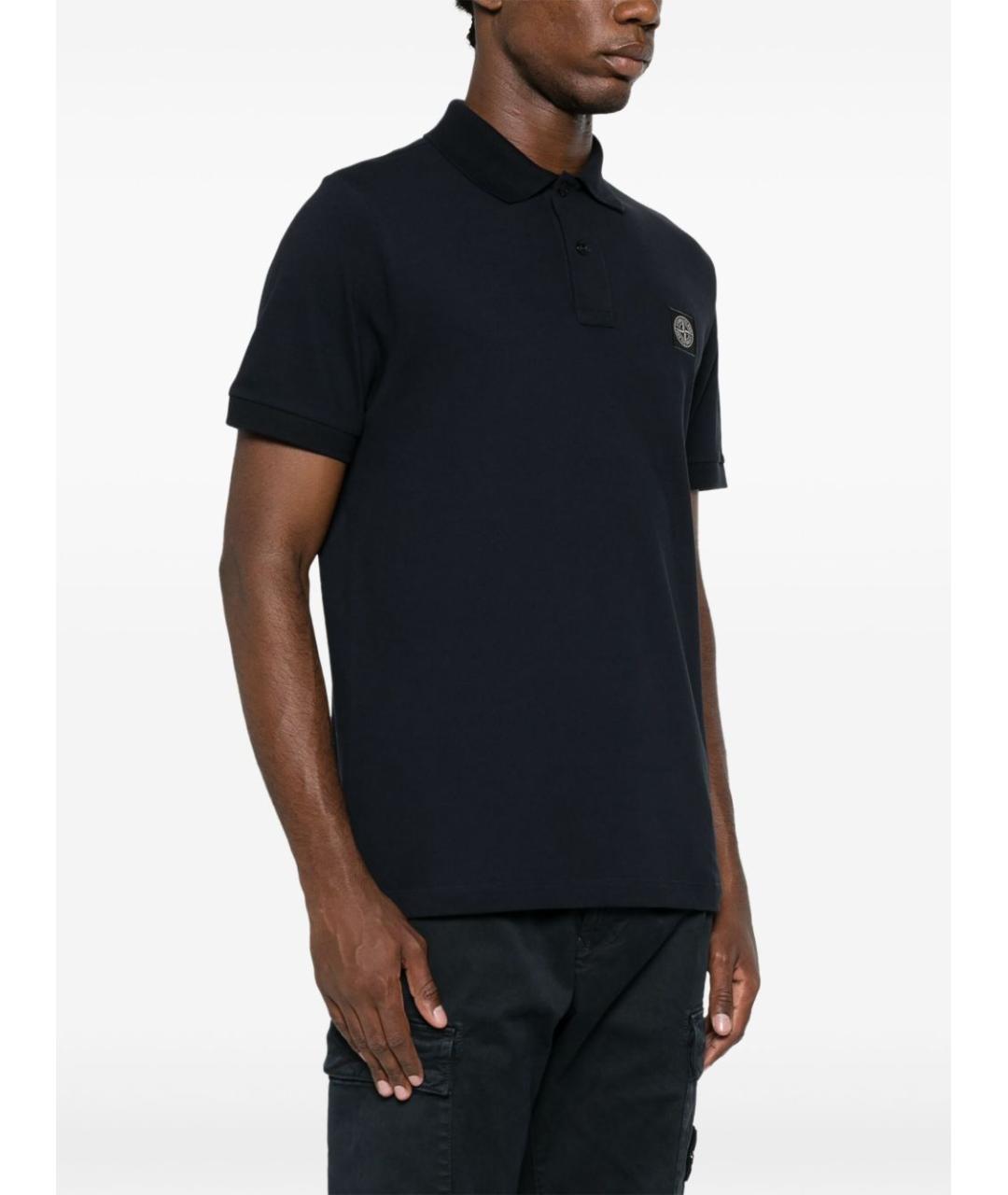 STONE ISLAND Темно-синее хлопковое поло с коротким рукавом, фото 2