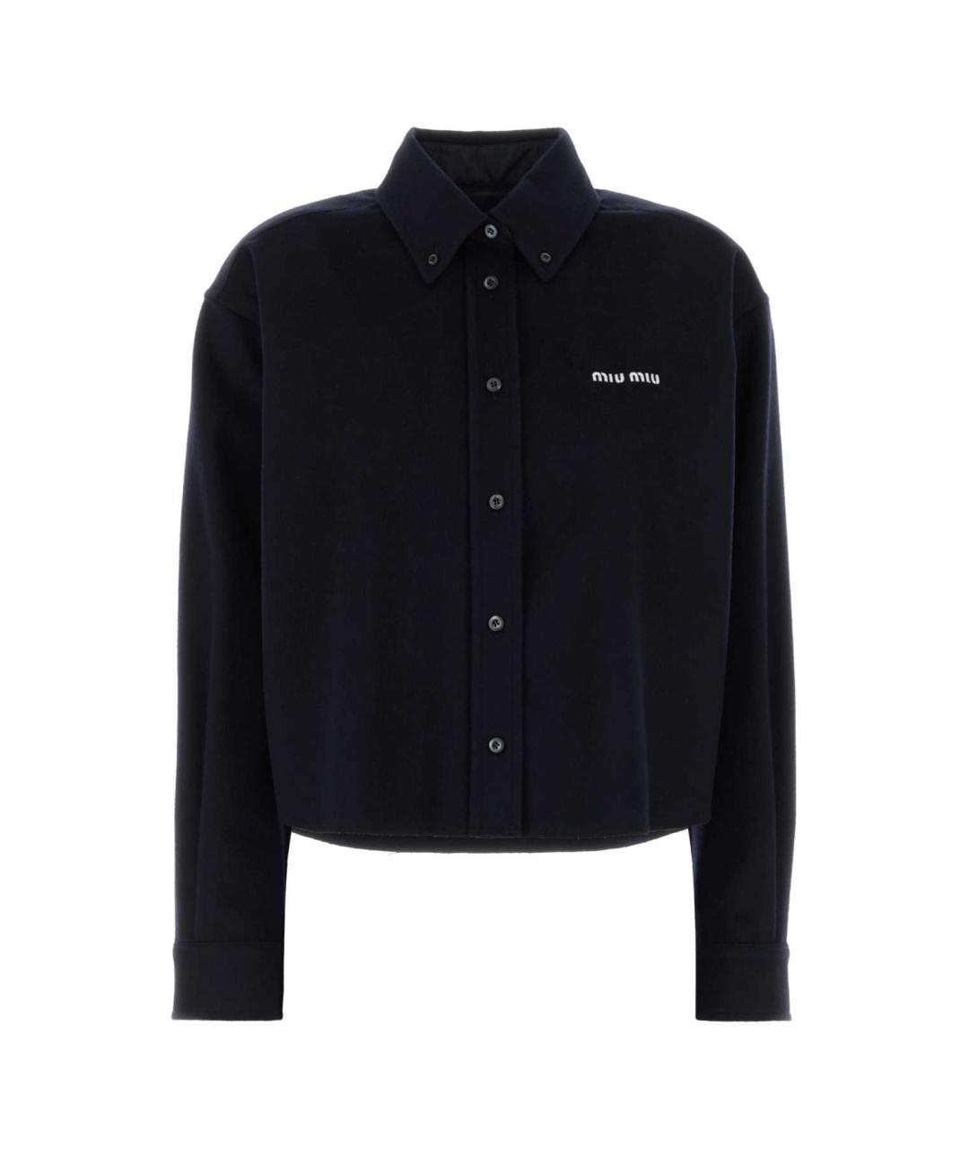 MIU MIU Темно-синяя шерстяная рубашка, фото 1