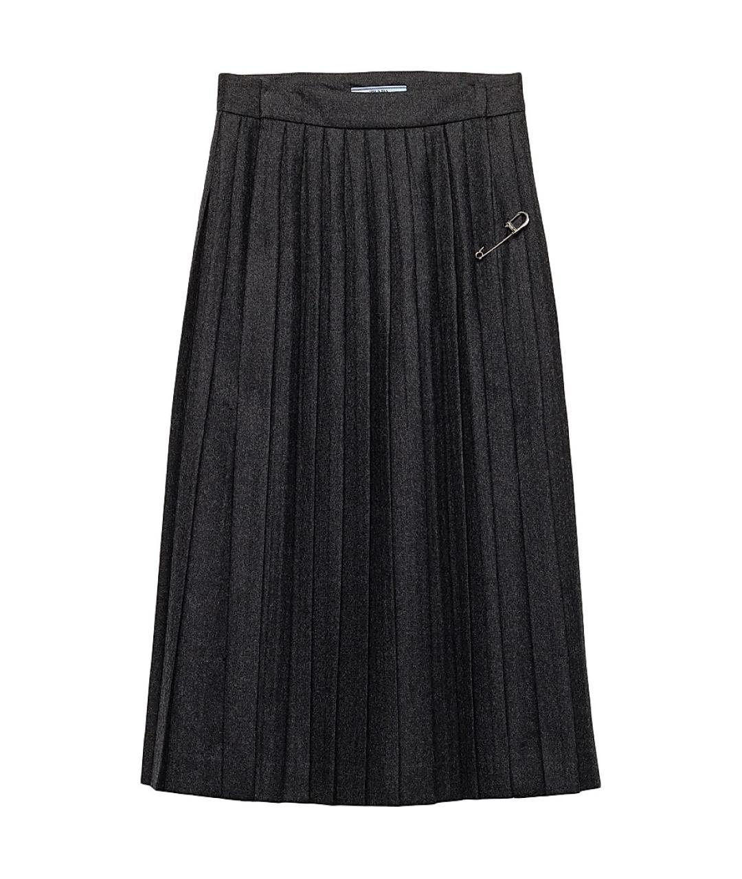 PRADA Антрацитовая шерстяная юбка миди, фото 1