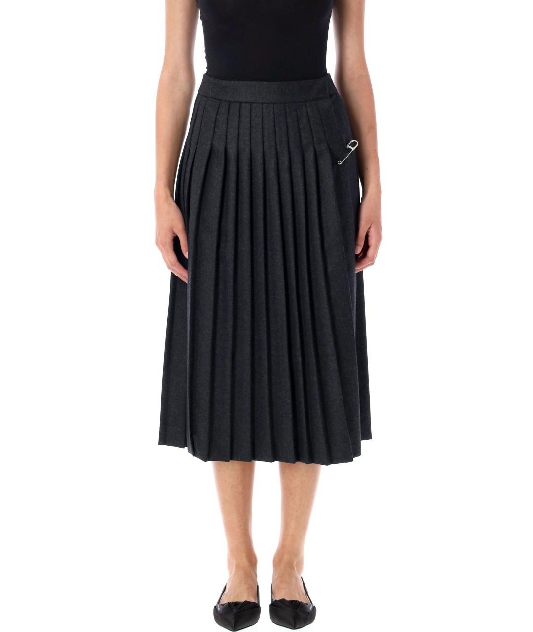 PRADA Антрацитовая шерстяная юбка миди, фото 2