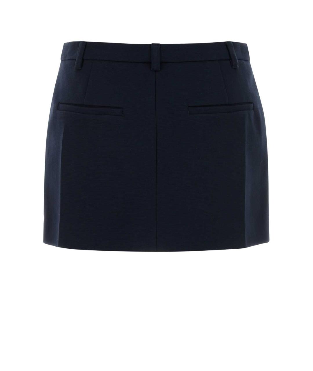 MIU MIU Темно-синяя полиамидовая юбка мини, фото 2